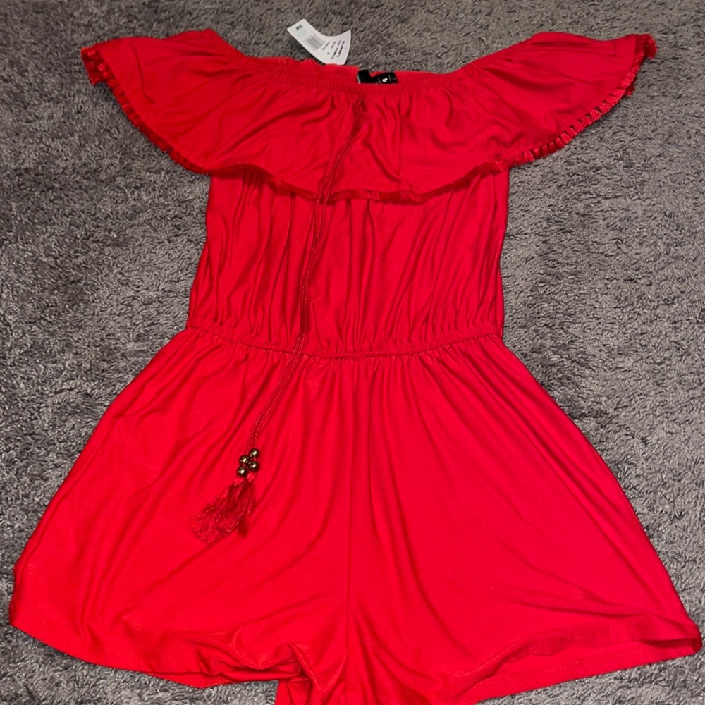 Red off the shoulder romper brand new